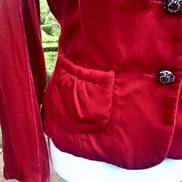 Vintage 1930s Red Silk Velvet Jacket Womens Small - Picture 9 of 12